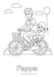 Färgläggningssida för barn Pappa Grattis på födelsedagen Fordon Barn Cykel Tvåhjuliga fordon