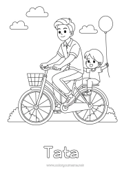Kolorowanka dla dziecka Tata Wszystkiego najlepszego! Pojazdy Dziecko Rower Pojazdy dwuśladowe