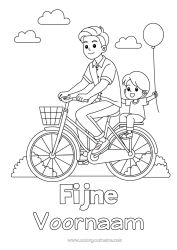 Kleurplaat aanpassen Papa Fijne verjaardag Voertuigen Kind Fiets Tweewielers