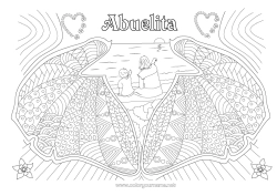 Niño página para colorear Corazón Mamá Niñera Conchas marinas Zentangle Animales marinos o acuáticos