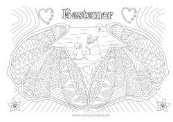 Fargeleggingssiden for barn Hjerte Mamma Barnevakt Snegler Zentangle Marin eller akvatisk dyr