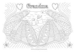 Free coloring Heart Mum Nanny Sea Shell Zentangle Marine or aquatic animals