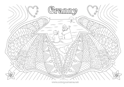 Child coloring page Heart Mum Nanny Sea Shell Zentangle Marine or aquatic animals