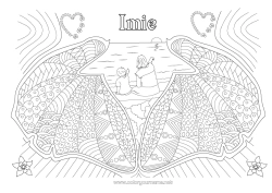 Kolorowanka za darmo Serce Mama Niania Muszle Zentangle Zwierzęta morskie lub wodne