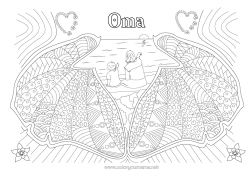 Kleurplaat voor kinderen Hart Mama Oppas Schelpen Zentangle Zeedieren