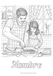Dibujo libre Papá Chica Dibujos complejos para colorear Cocina