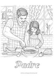 Niño página para colorear Papá Chica Dibujos complejos para colorear Cocina