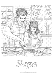 Coloriage enfant Papa Fille Coloriages complexes Cuisine