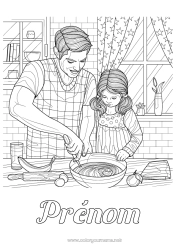 Dessin gratuit Papa Fille Coloriages complexes Cuisine