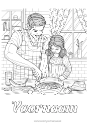 Gratis tekening Papa Meisje Complex Kleurplaten Keuken