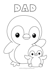 Child coloring page Penguin Animal Easy coloring pages Flying birds and mammals Animal family Baby animal