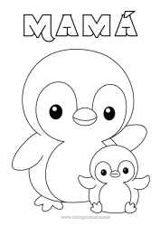 Niño página para colorear Pingüino Animales Dibujos fáciles para colorear Aves y mamíferos voladores Familia de animales Bebé animal