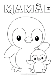 Página de desenho infantil Pinguim, Pinguim Animal Desenhos para colorir fáceis Pássaros e mamíferos voadores Família de animais Filhote