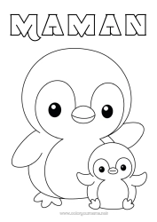 Coloriage enfant Pingouin, Manchot Animal Coloriages faciles Oiseaux et mammifères volants Famille d'animaux Bébé animal