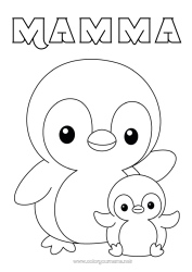 Pagina da colorare per bambini Pinguino, Pinguino Animale Disegni da colorare facili Uccelli e mammiferi volanti Famiglia di animali Cucciolo