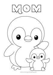 Child coloring page Penguin Animal Easy coloring pages Flying birds and mammals Animal family Baby animal