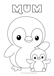 Free colouring Penguin, Tuxedo Animal Easy colouring pages Birds and flying mammals Animal family Cub