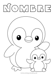 Colorear gratis Pingüino Animales Dibujos fáciles para colorear Aves y mamíferos voladores Familia de animales Bebé animal