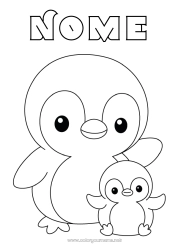 Desenho para personalizar Pinguim, Pinguim Animal Desenhos para colorir fáceis Pássaros e mamíferos voadores Família de animais Filhote