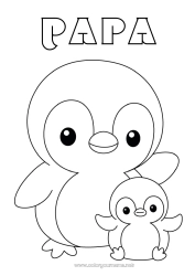 Coloriage enfant Pingouin, Manchot Animal Coloriages faciles Oiseaux et mammifères volants Famille d'animaux Bébé animal