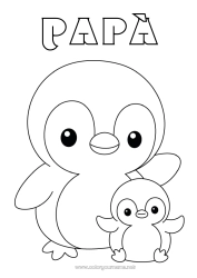 Pagina da colorare per bambini Pinguino, Pinguino Animale Disegni da colorare facili Uccelli e mammiferi volanti Famiglia di animali Cucciolo