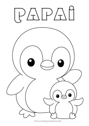 Página de desenho infantil Pinguim, Pinguim Animal Desenhos para colorir fáceis Pássaros e mamíferos voadores Família de animais Filhote