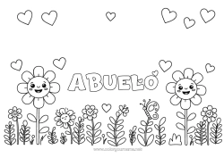 Niño página para colorear Flores Corazón Primavera