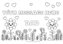 Free colouring Flowers Heart Spring