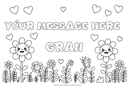 Free colouring Flowers Heart Spring