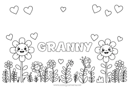 Child coloring page Flowers Heart Spring