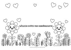 Färgläggningssida för barn Blommor Hjärta Vår