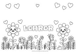 Kinder-Malvorlage Blumen Herz Frühling
