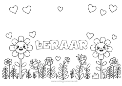 Kleurplaat voor kinderen Bloemen Hart Lente