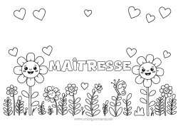 Coloriage enfant Fleurs Coeur Printemps
