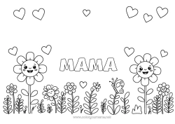 Kinder-Malvorlage Blumen Herz Frühling