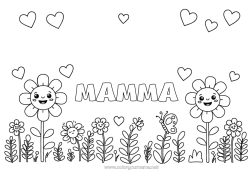 Färgläggningssida för barn Blommor Hjärta Vår