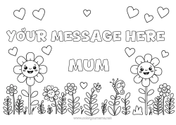 Free colouring Flowers Heart Spring