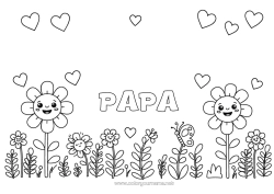 Kinder-Malvorlage Blumen Herz Frühling