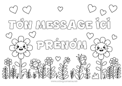 Coloriage à personnaliser Fleurs Coeur Printemps