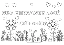 Desenho grátis Flores Coração Primavera