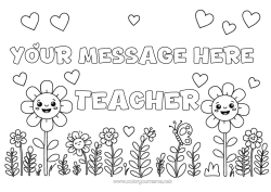 Free colouring Flowers Heart Spring