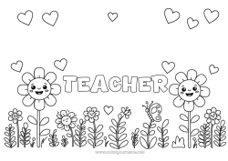 Child coloring page Flowers Heart Spring