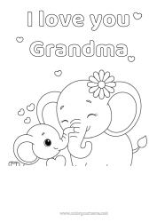 Free coloring Heart Elephant Animal 