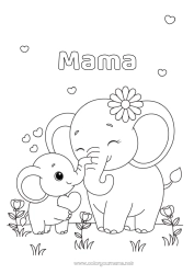 Pagină de colorat pentru copii Inimă Elefant Animal 