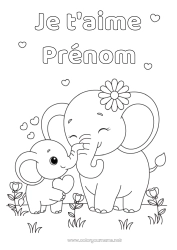 Coloriage à personnaliser Coeur élephant 