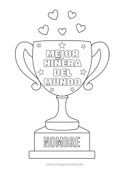 Colorear gratis Copa, trofeo, medalla Niñera Mejor Competitions and Rewards