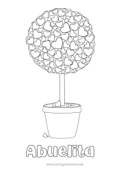 Niño página para colorear Corazón Te amo Planta verde