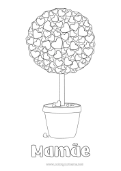 Página de desenho infantil Coração Eu te amo Planta verde