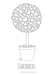 Child coloring page Heart I love you Green plant