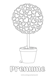 Pagină de colorat personalizată Inimă Te iubesc. Planta verde